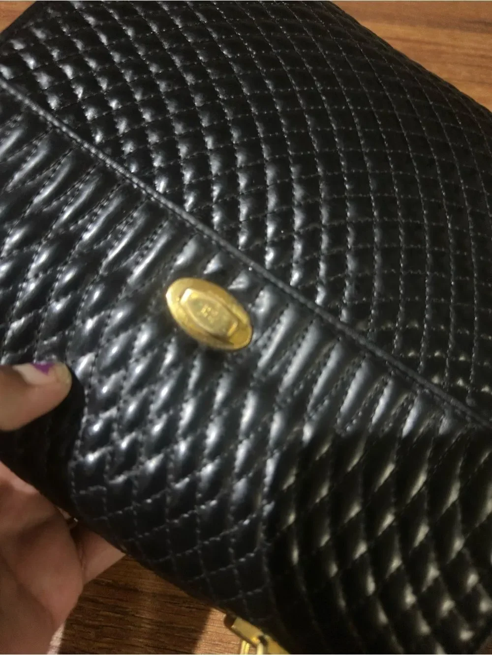 Vintage Bally Black Quilted Top-Handle Hobo Bag
